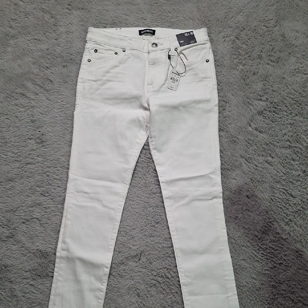 Express Men's Slim Fit Off-White Jeans